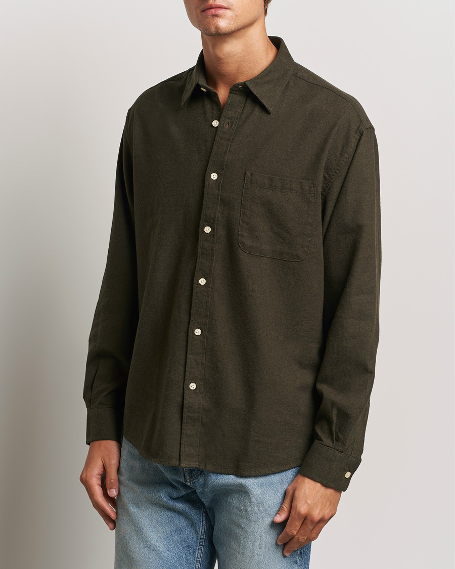 Herren | Hemden | NN07 | Deon Flannel Checked Shirt Dark Army