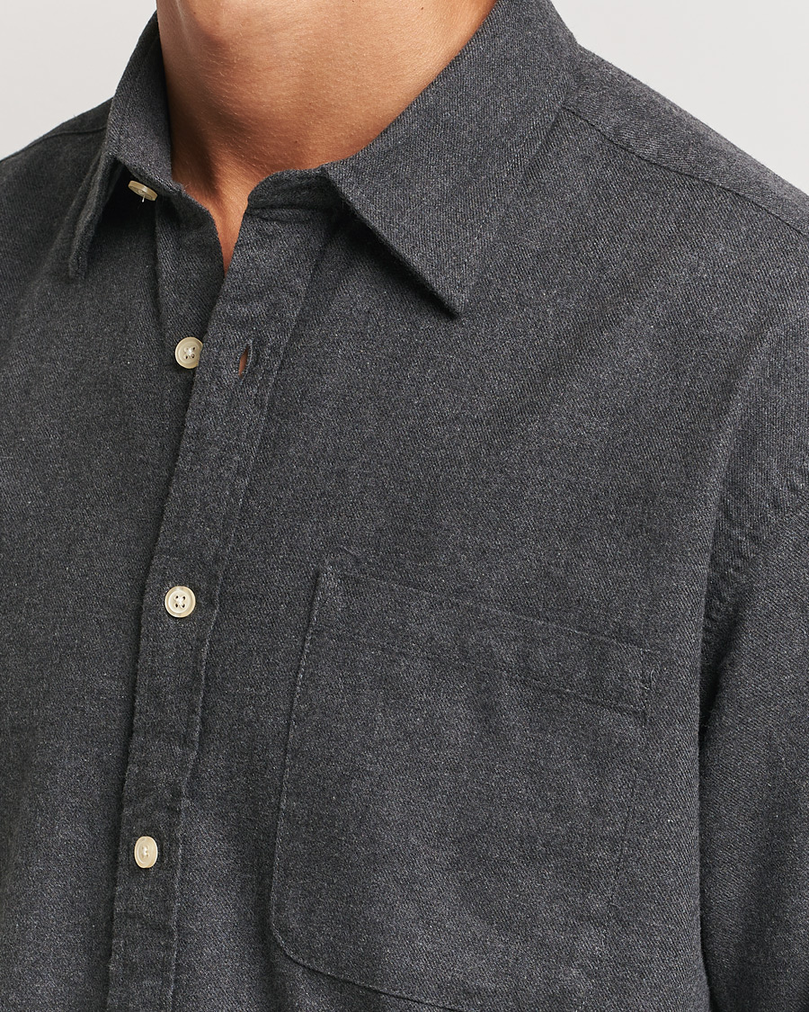 Herren | Hemden | NN07 | Deon Flannel Shirt Dark Grey Melange