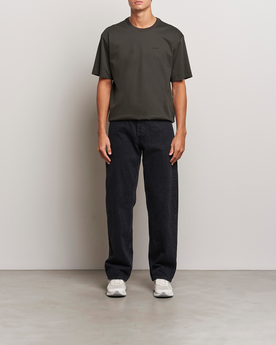 Herren | T-Shirts | NN07 | Nat Logo Mercerized Crew Neck T-Shirt Dark Army