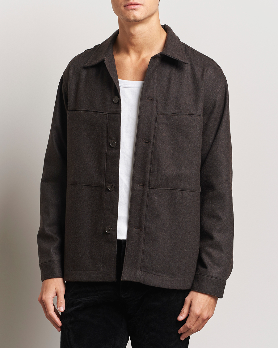 Herren | Hemden | NN07 | Isak Wool Overshirt Dark Brown