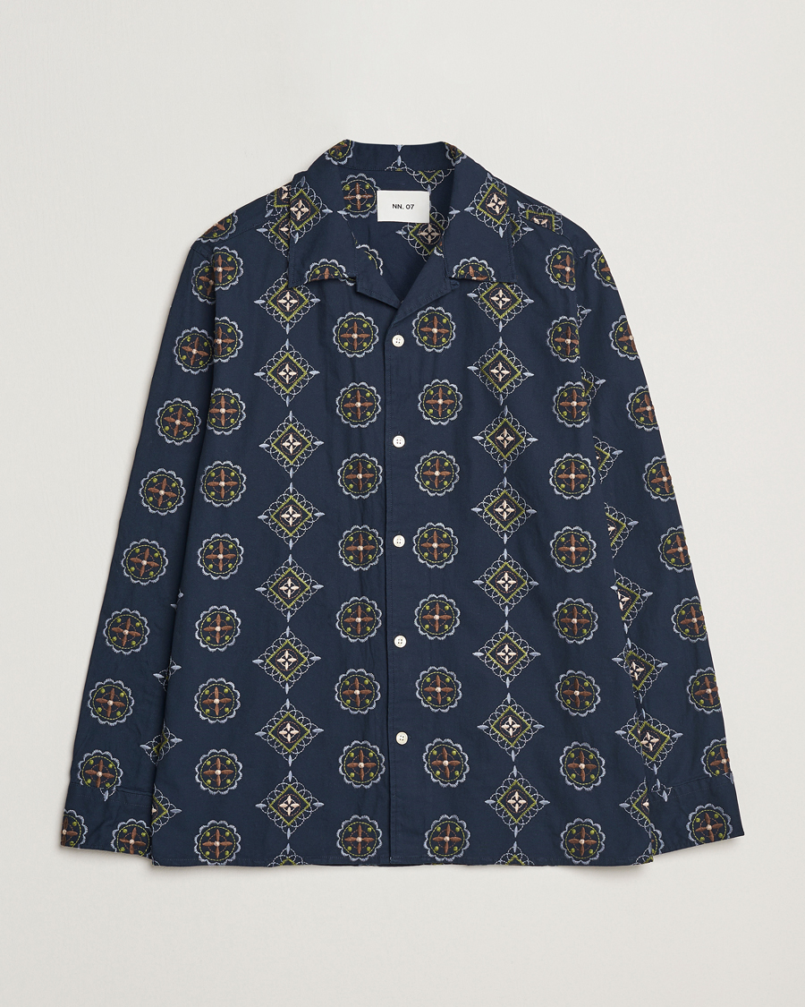 Herren | Hemden | NN07 | Julio Crochet Shirt Navy Blue