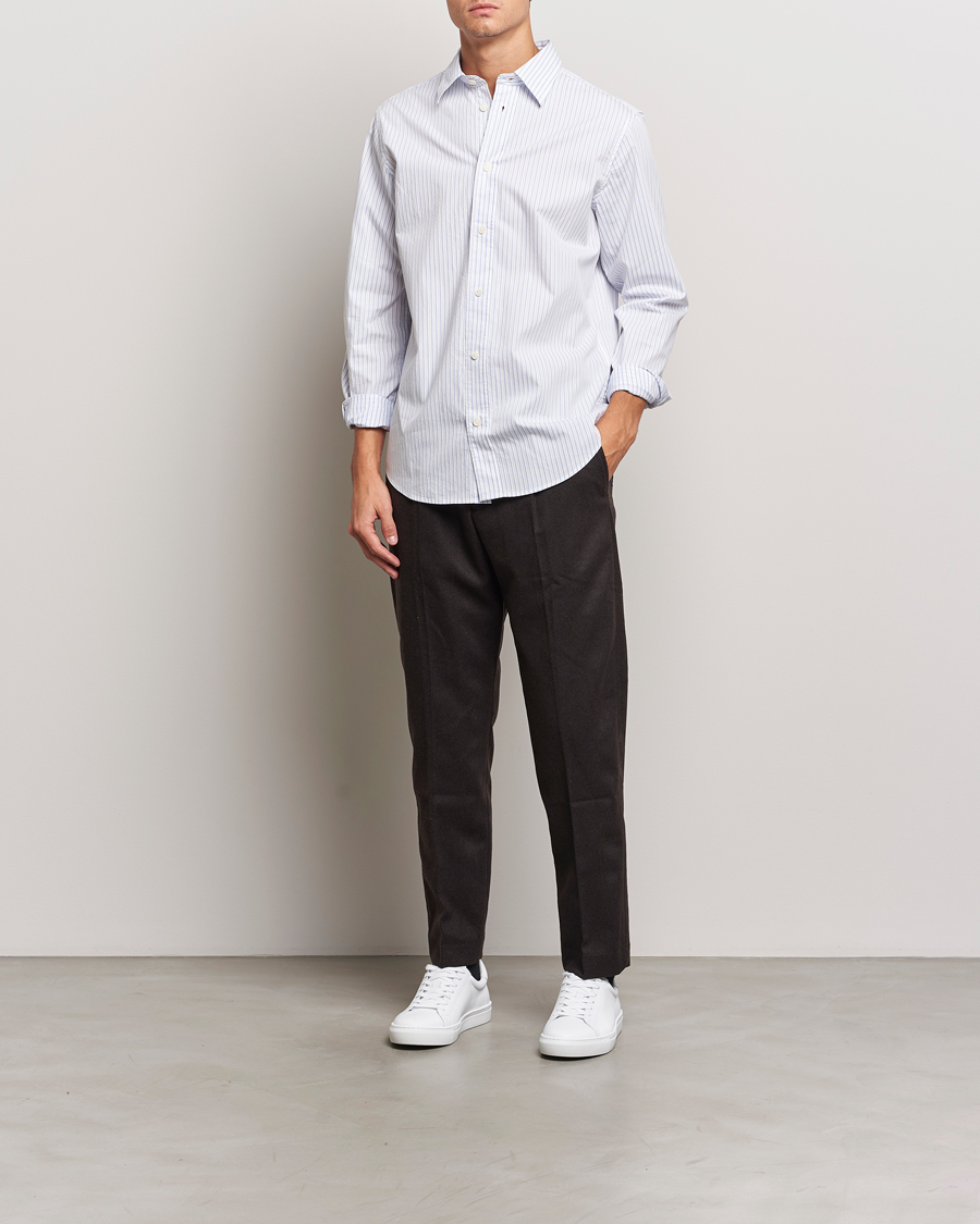 Herren | Hemden | NN07 | Colby Poplin Striped Shirt White/Blue