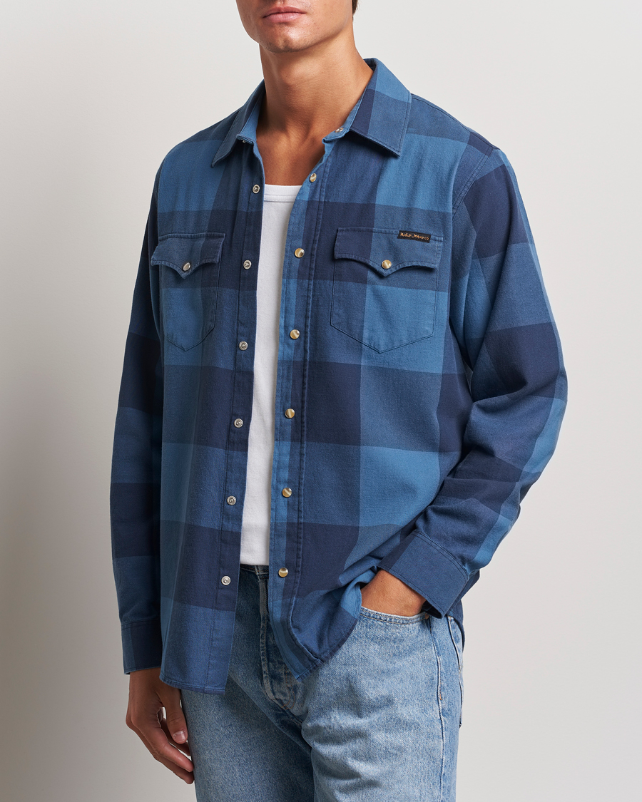 Herren | Hemden | Nudie Jeans | George Checked Flannel Shirt Blue
