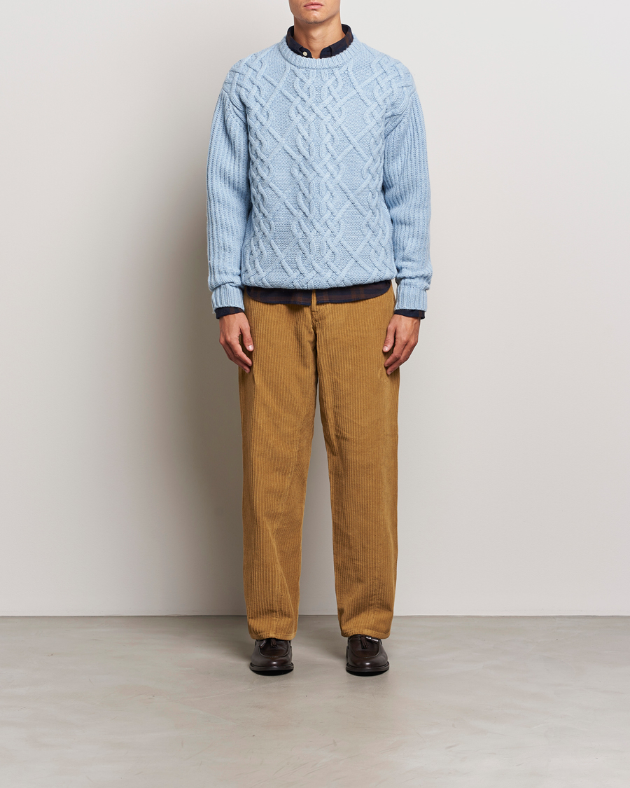 Herren | Pullover | Drôle de Monsieur | Heavy Cable Knit Pullover Light Blue