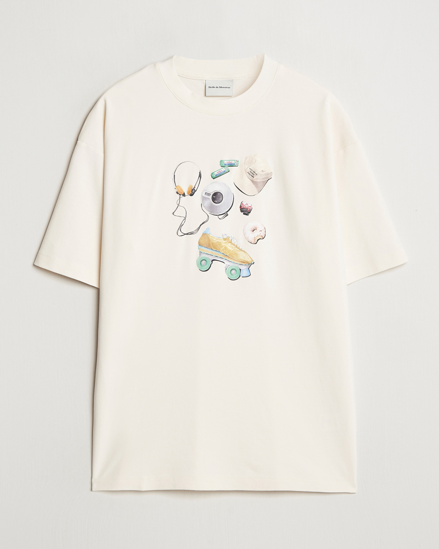 Herren | T-Shirts | Drôle de Monsieur | Balade Printed T-Shirt Cream