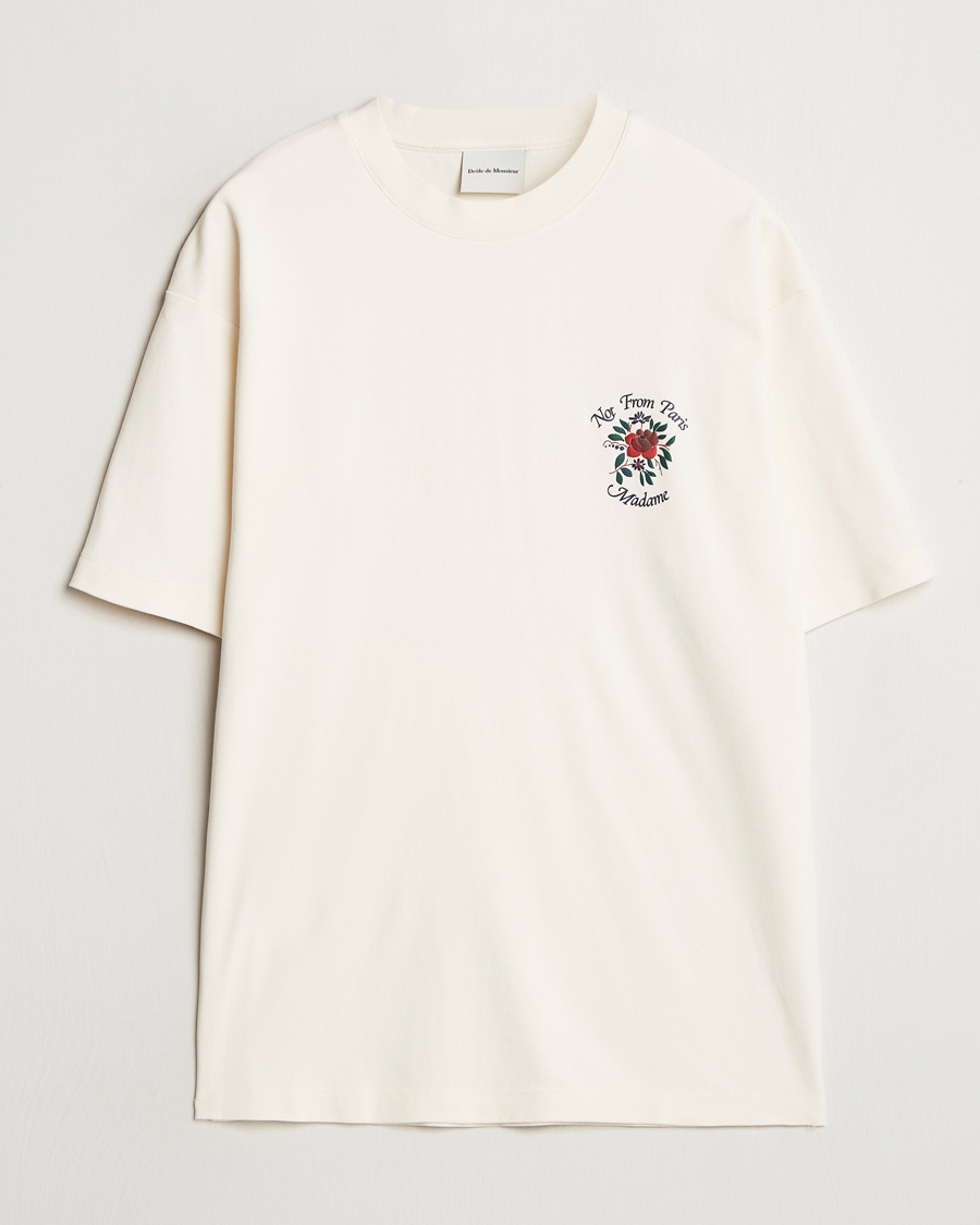 Herren | T-Shirts | Drôle de Monsieur | Flower Slogan T-Shirt Cream