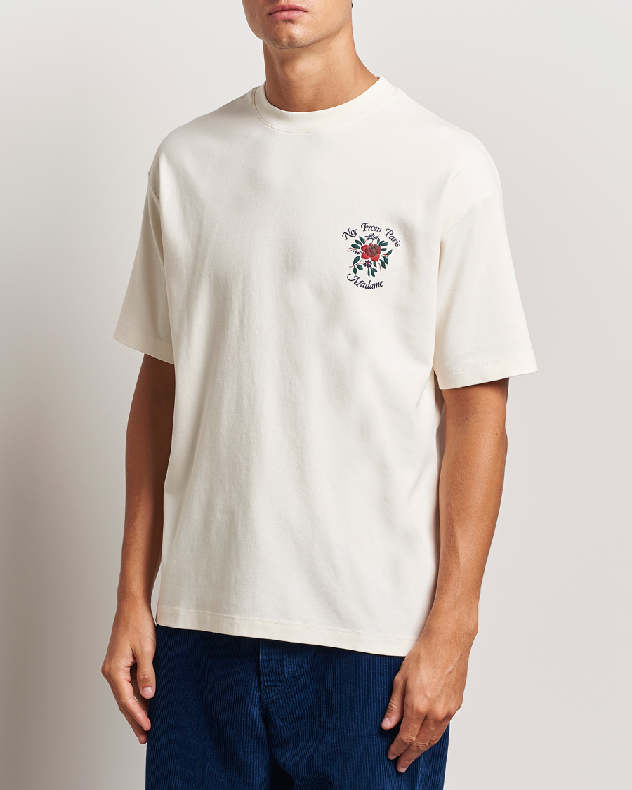 Herren | T-Shirts | Drôle de Monsieur | Flower Slogan T-Shirt Cream