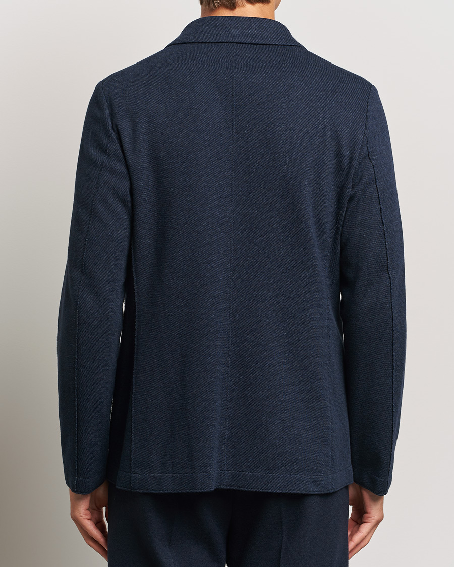 Herren | Sakkos | Harris Wharf London | Double Breasted Peak Lapel Jersey Blazer Navy Twill