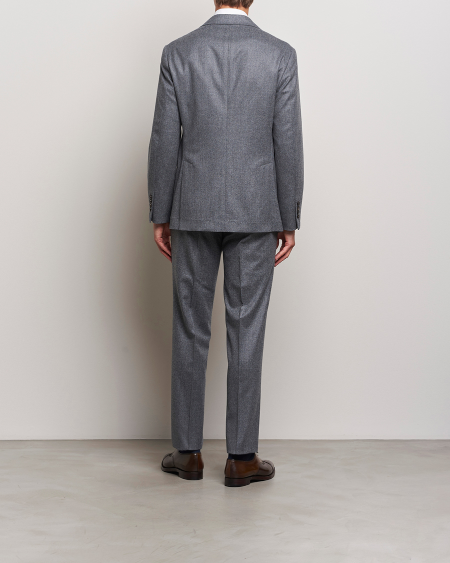 Herren | Anzüge | Brunello Cucinelli | Single Breasted Flannel Suit Grey Melange