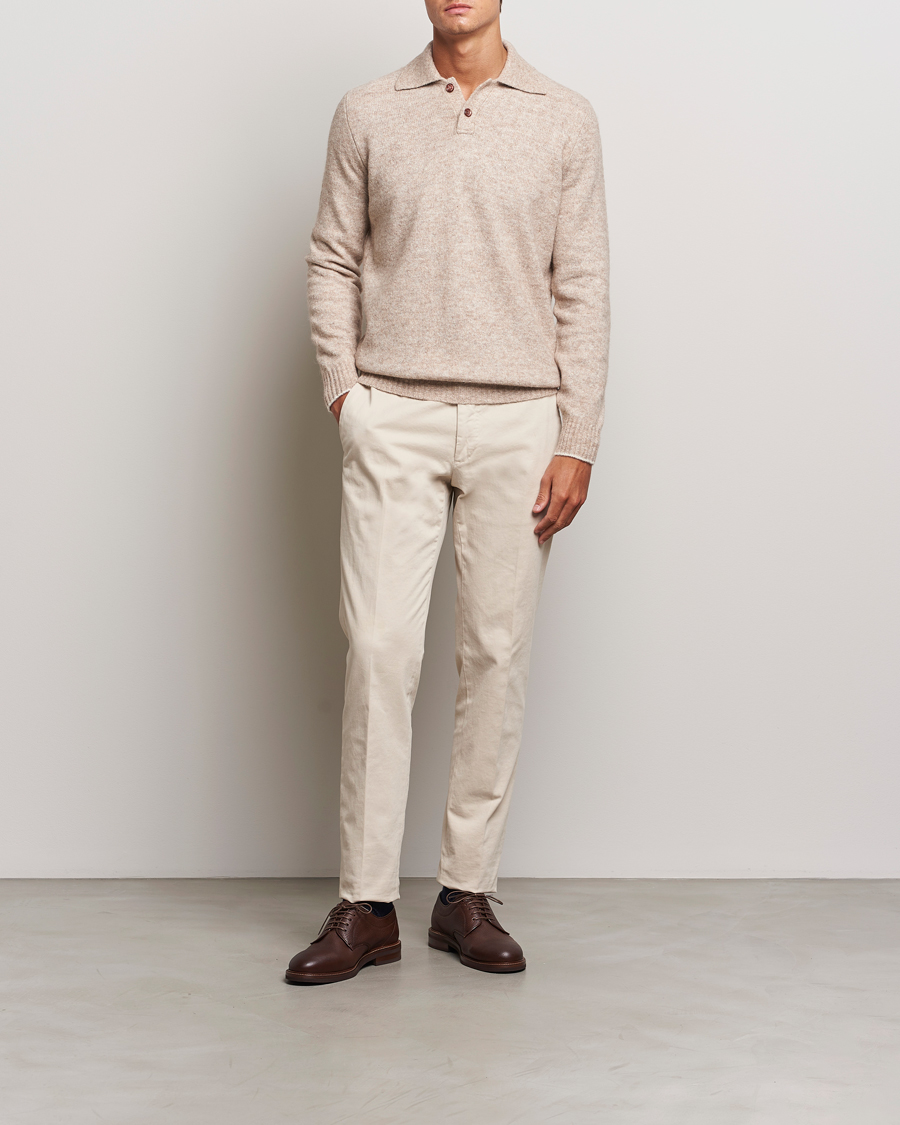 Herren | Pullover | Brunello Cucinelli | Alpaca Wool Long Sleeve Polo Light Beige