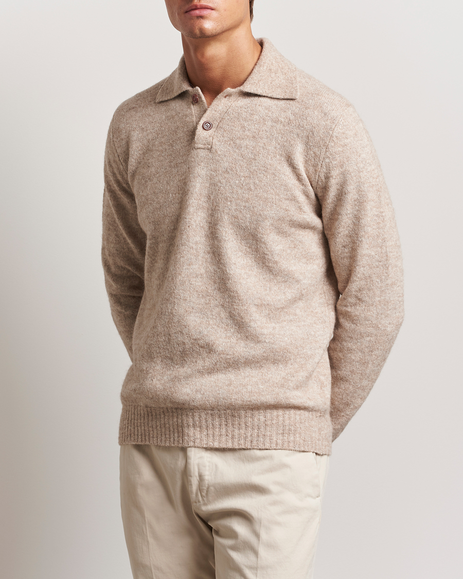 Herren | Pullover | Brunello Cucinelli | Alpaca Wool Long Sleeve Polo Light Beige