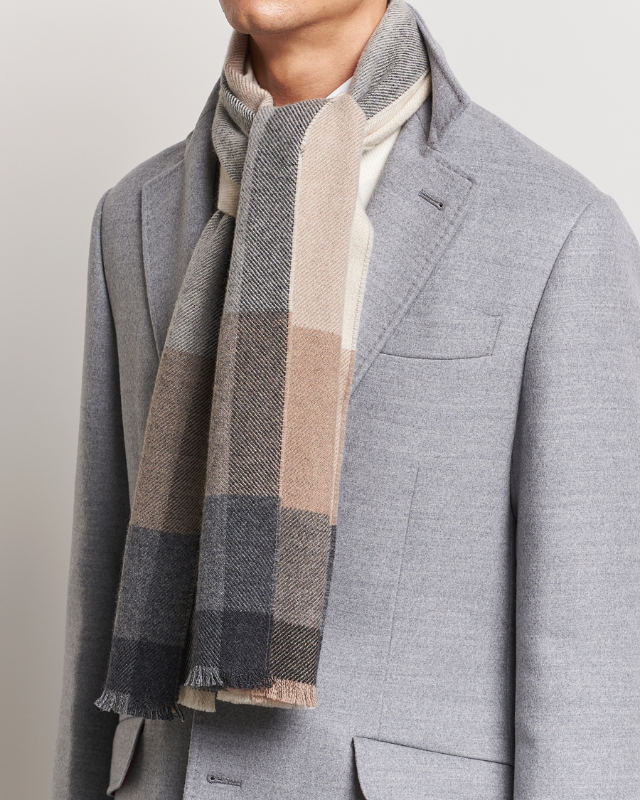 Herren | Brunello Cucinelli Wool/Cashmere Scarf Grey/Beige | Brunello Cucinelli | Wool/Cashmere Scarf Grey/Beige