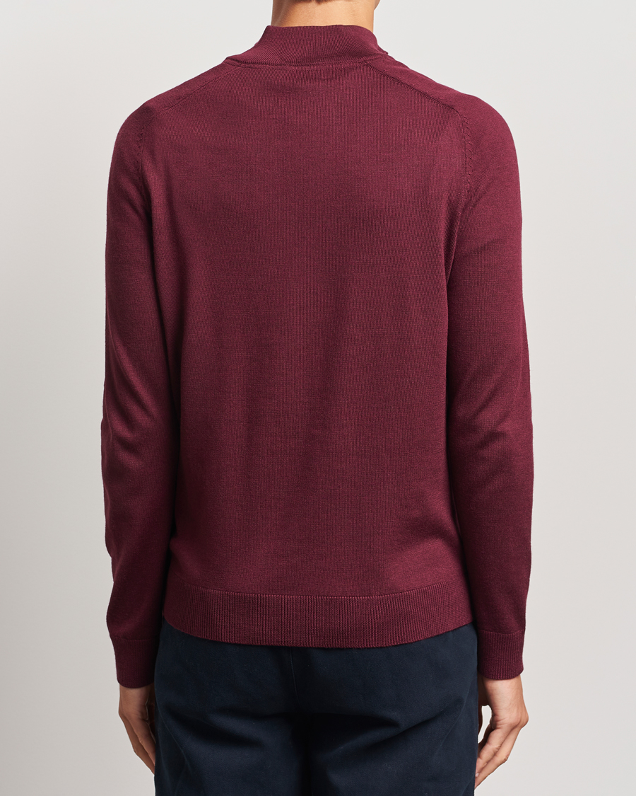 Herren | Pullover | Morris | John Merino Half Zip Wine Red