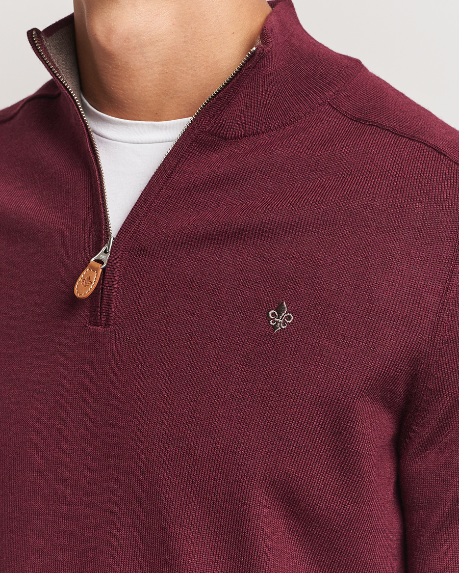 Herren | Pullover | Morris | John Merino Half Zip Wine Red