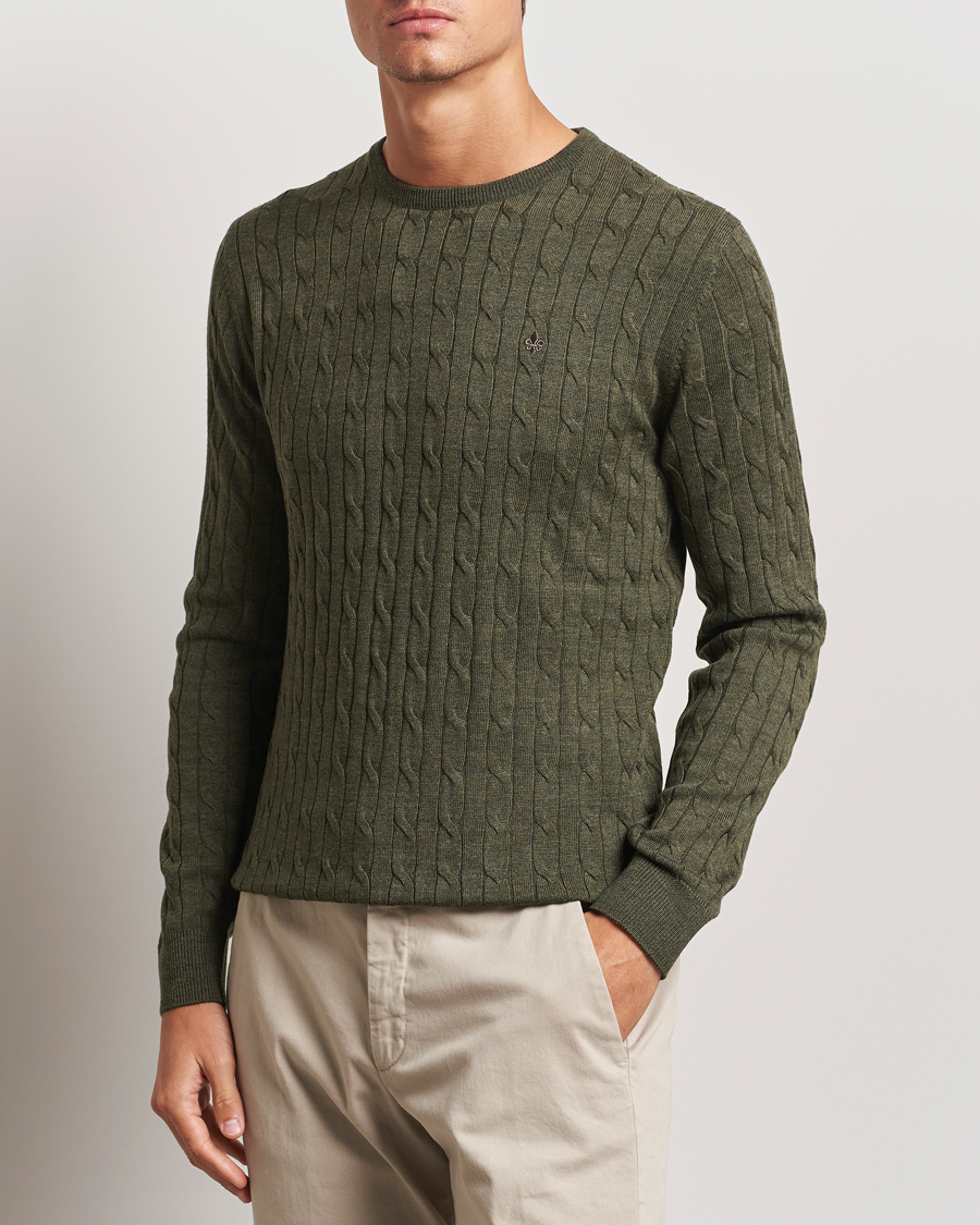 Herren | Pullover | Morris | Merino Cable O-Neck Olive