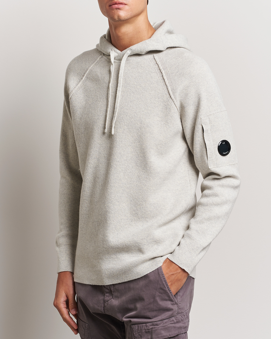 Herren | Pullover | C.P. Company | Lambswool Knitted Lens Hood Grey Melange