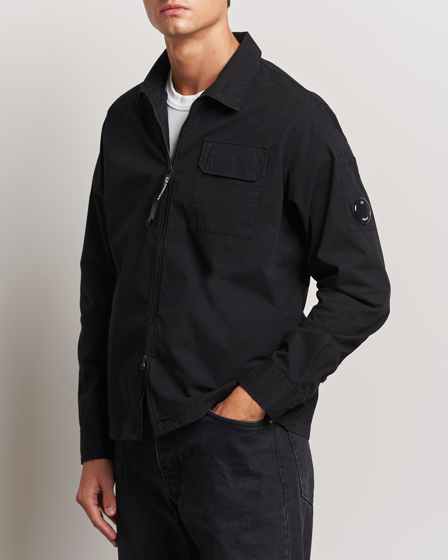 Herren | Hemden | C.P. Company | Garment Dyed Gabardine Zip Shirt Jacket Black
