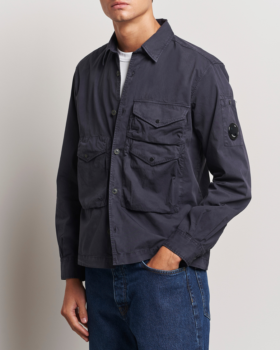 Herren | Hemden | C.P. Company | Organic Cotton Gabardine Pocket Overshirt Washed Blue