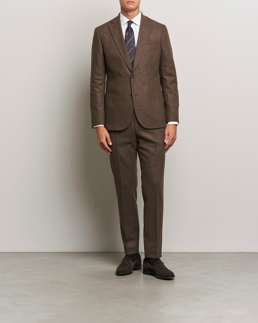 Herren | Hosen | Morris Heritage | Flannel Suit Trousers Brown