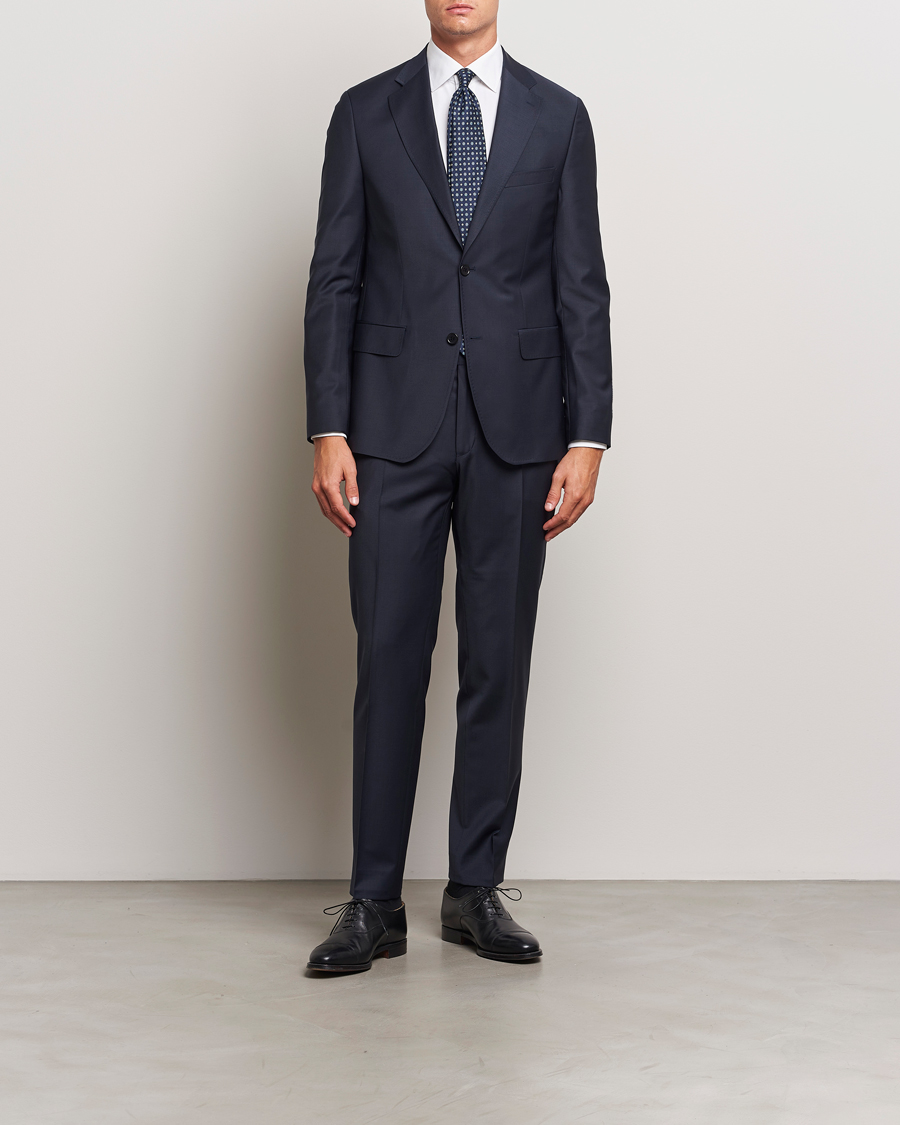 Herren | Hosen | Morris Heritage | Morris Wool Suit Trousers Navy