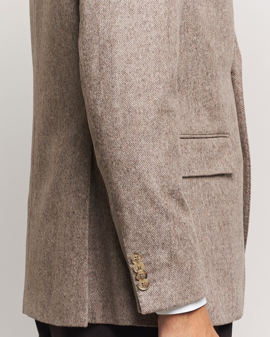 Herren | Sakkos | Oscar Jacobson | Fogerty Herringbone Wool Blazer Beige