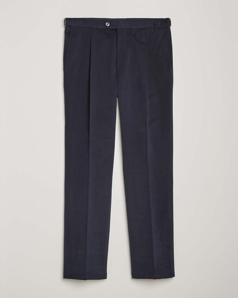 Herren | Hosen | Oscar Jacobson | Delon Brushed Cotton Trousers Navy