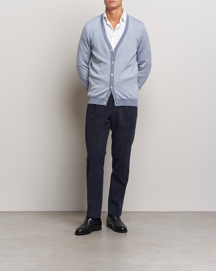 Herren | Hosen | Oscar Jacobson | Delon Brushed Cotton Trousers Navy