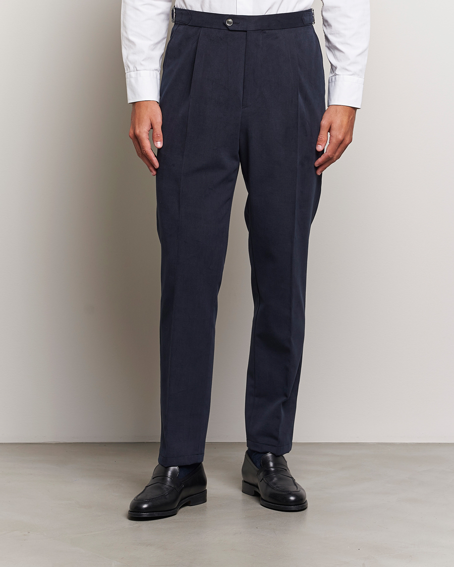 Herren | Hosen | Oscar Jacobson | Delon Brushed Cotton Trousers Navy