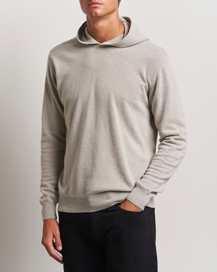 Herren | Pullover | Oscar Jacobson | Pascal Wool/Cashmere Hoodie Beige
