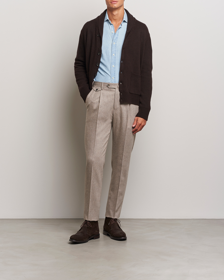 Herren | Pullover | Oscar Jacobson | Aspen Heavy Knitted Cardigan Brown
