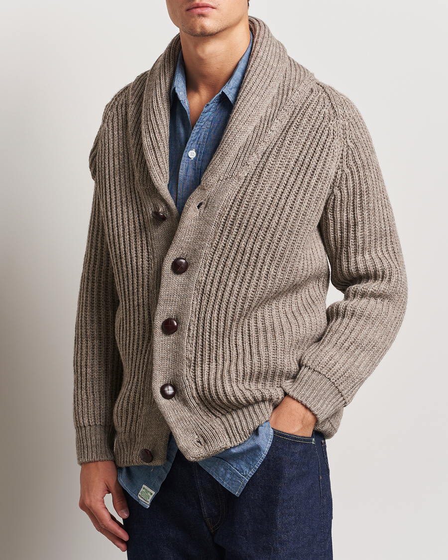 Herren | Pullover | Peregrine | Wilkinson Ribbed Wool Cardigan Light Brown
