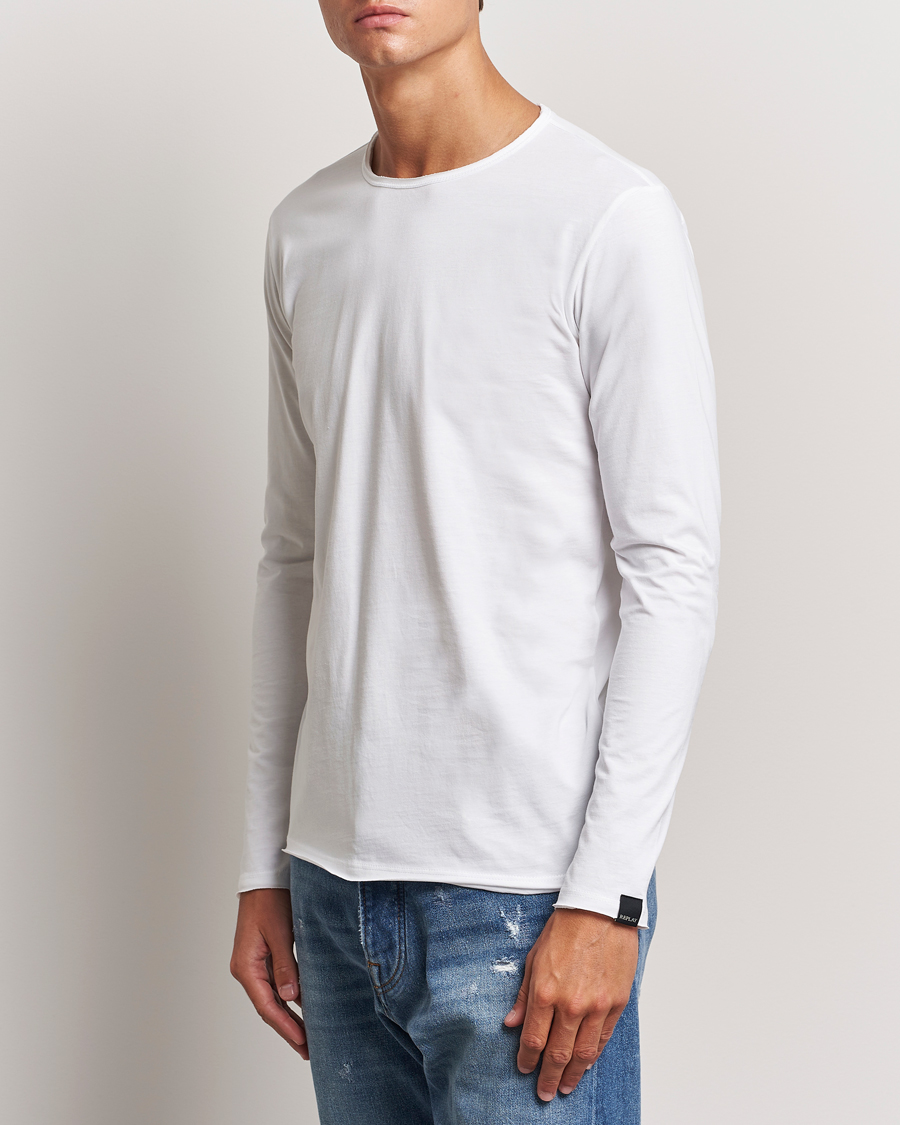 White crew neck long sleeve t shirt discount