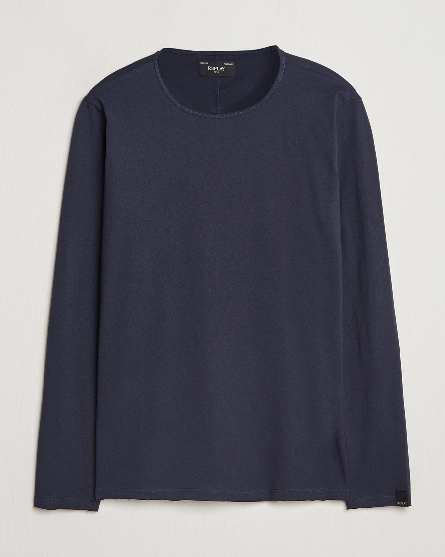 Herren | T-Shirts | Replay | Crew Neck Long Sleeve T-Shirt Night Blue