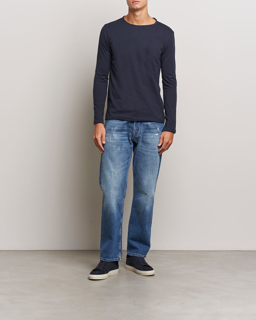 Herren | T-Shirts | Replay | Crew Neck Long Sleeve T-Shirt Night Blue