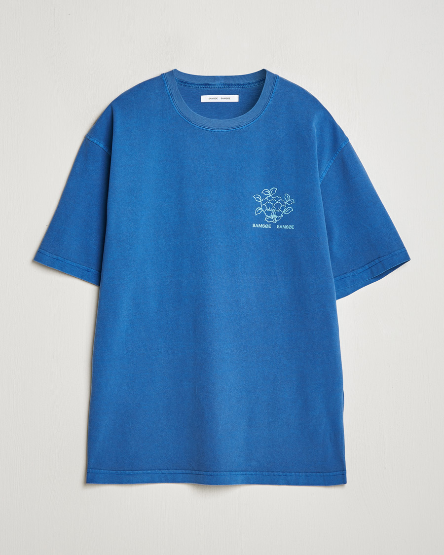 Herren | T-Shirts | Samsøe Samsøe | Poetry Printed T-Shirt True Navy Lotus