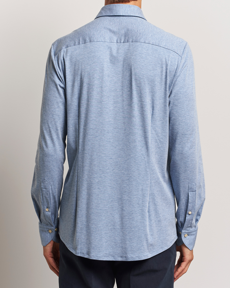 Herren | Hemden | Stenströms | Slimline 4-Way Stretch Jersey Shirt Blue