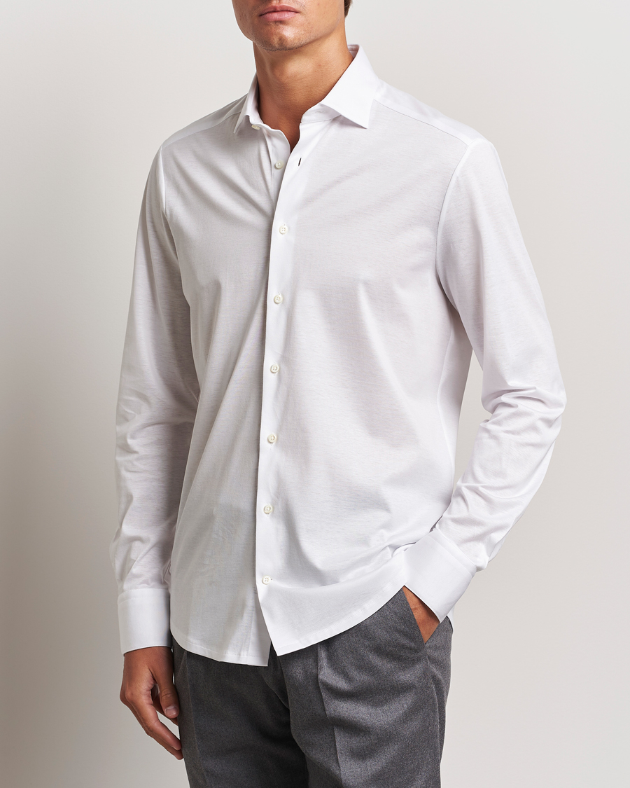 Herren | Hemden | Stenströms | Slimline Stretch Jersey Shirt White