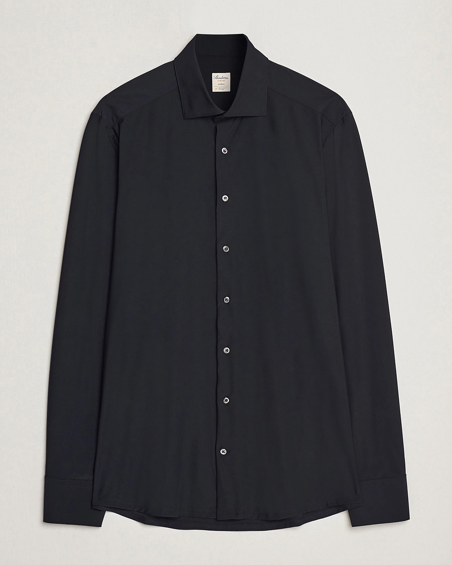 Herren | Hemden | Stenströms | Slimline Stretch Jersey Shirt Black