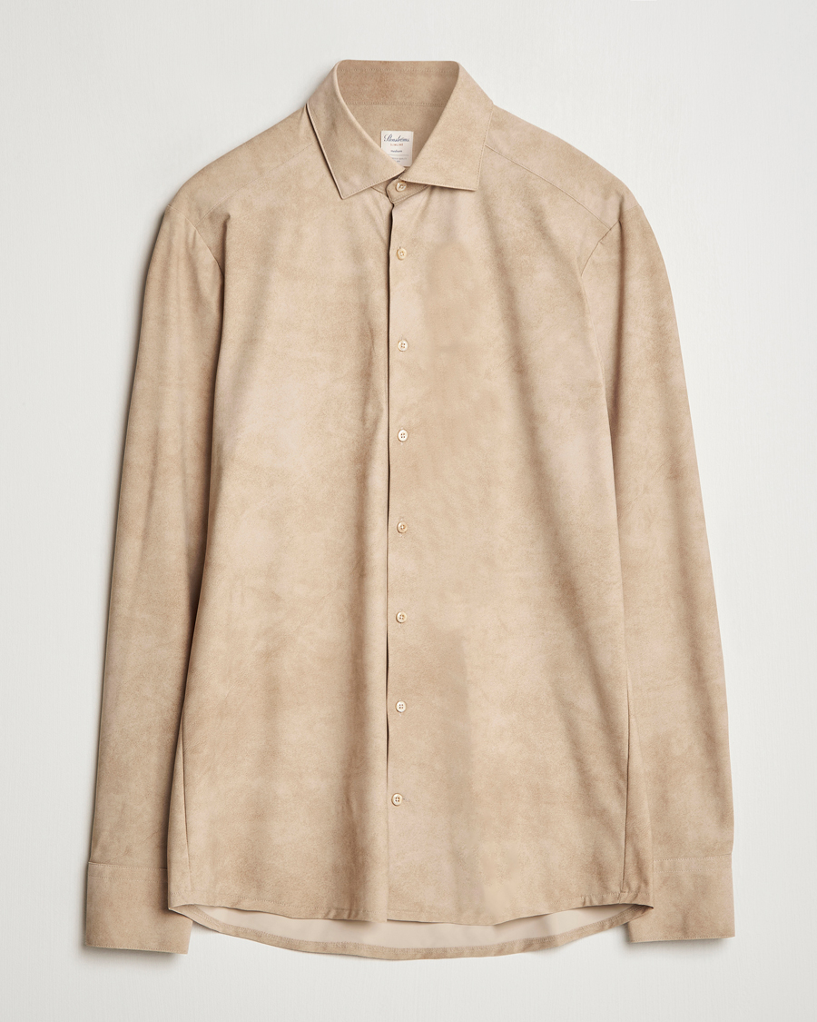 Herren | Hemden | Stenströms | Slimline 4-Way Stretch Shirt Beige