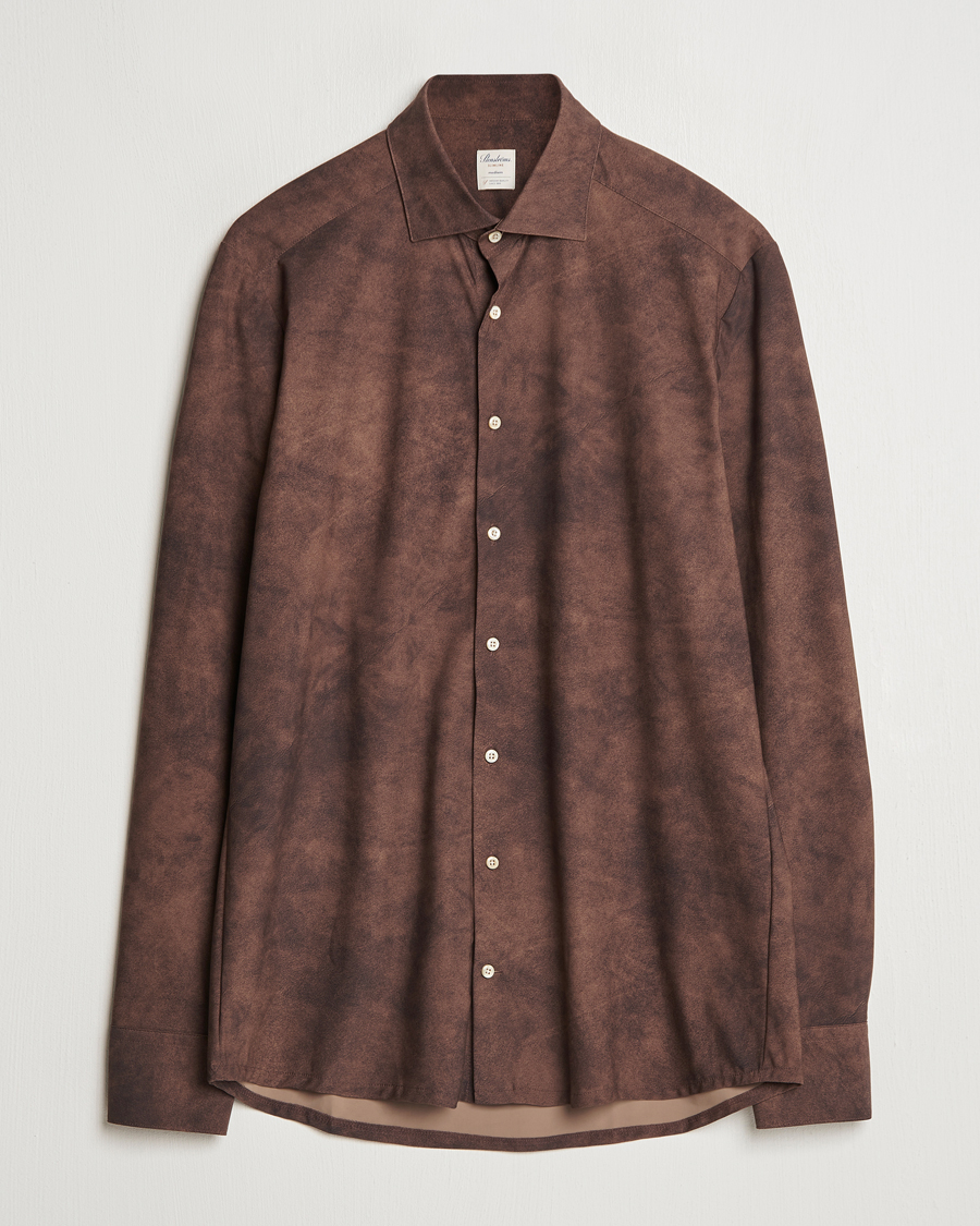 Herren | Hemden | Stenströms | Slimline 4-Way Stretch Shirt Brown
