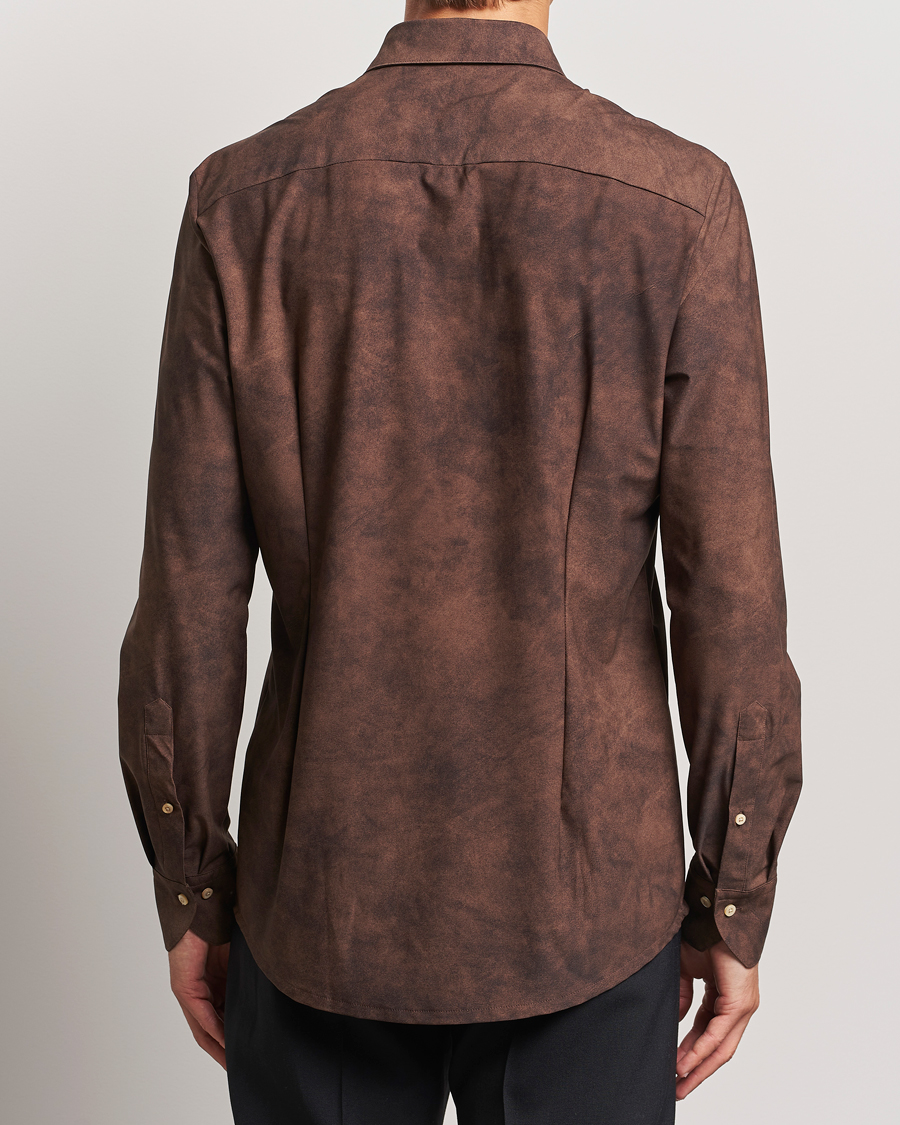 Herren | Hemden | Stenströms | Slimline 4-Way Stretch Shirt Brown