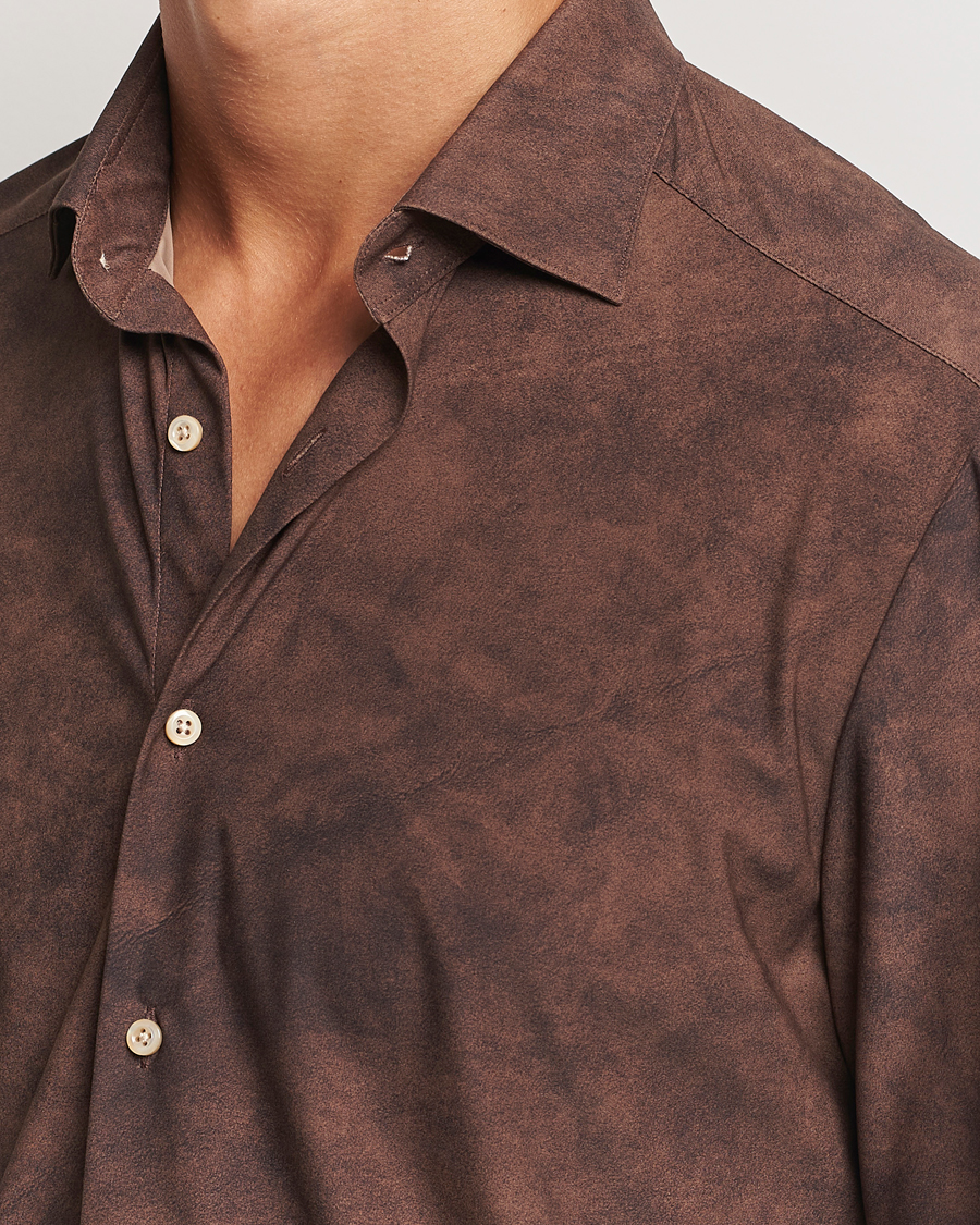 Herren | Hemden | Stenströms | Slimline 4-Way Stretch Shirt Brown