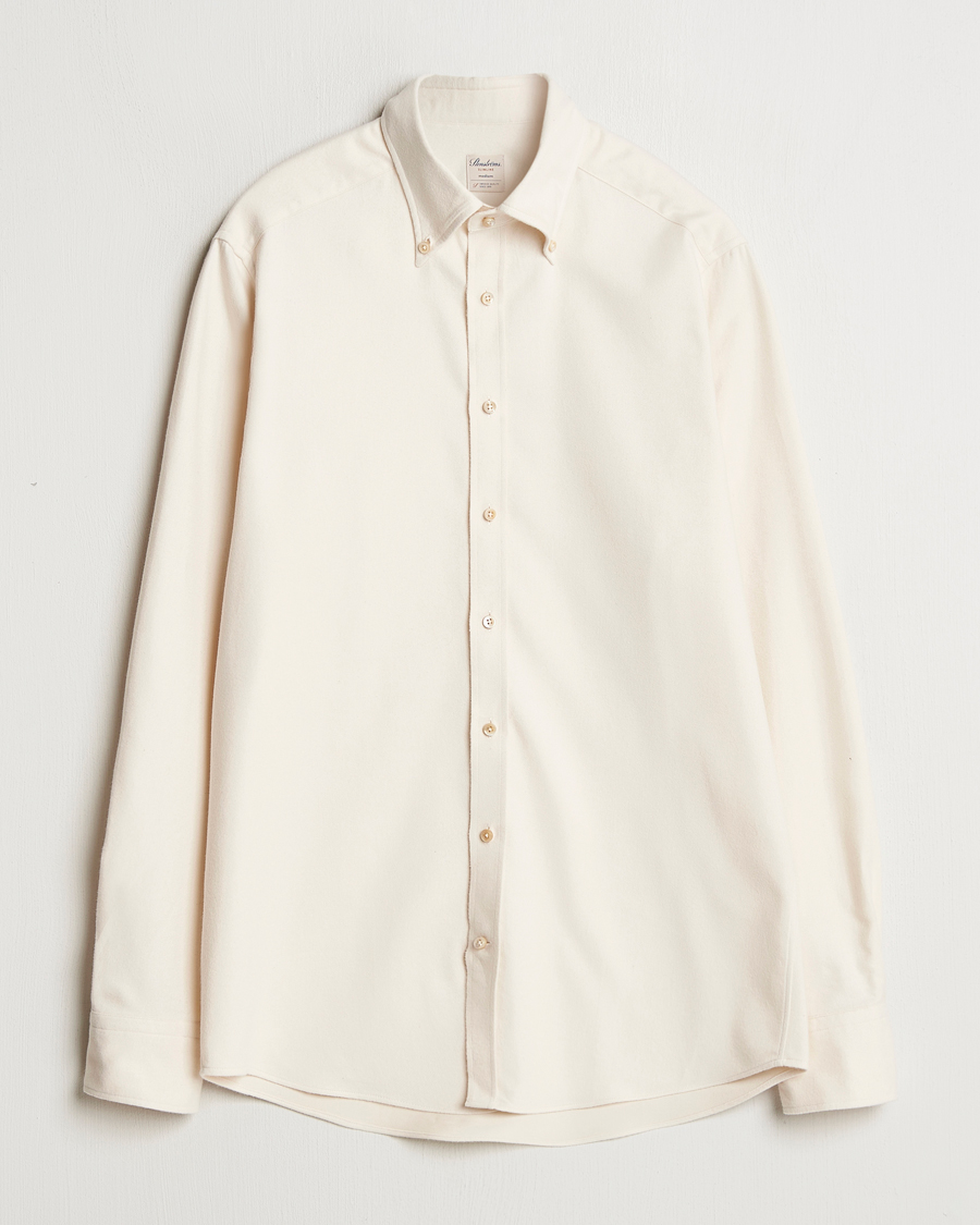 Herren | Hemden | Stenströms | Slimline Flannel Shirt Beige