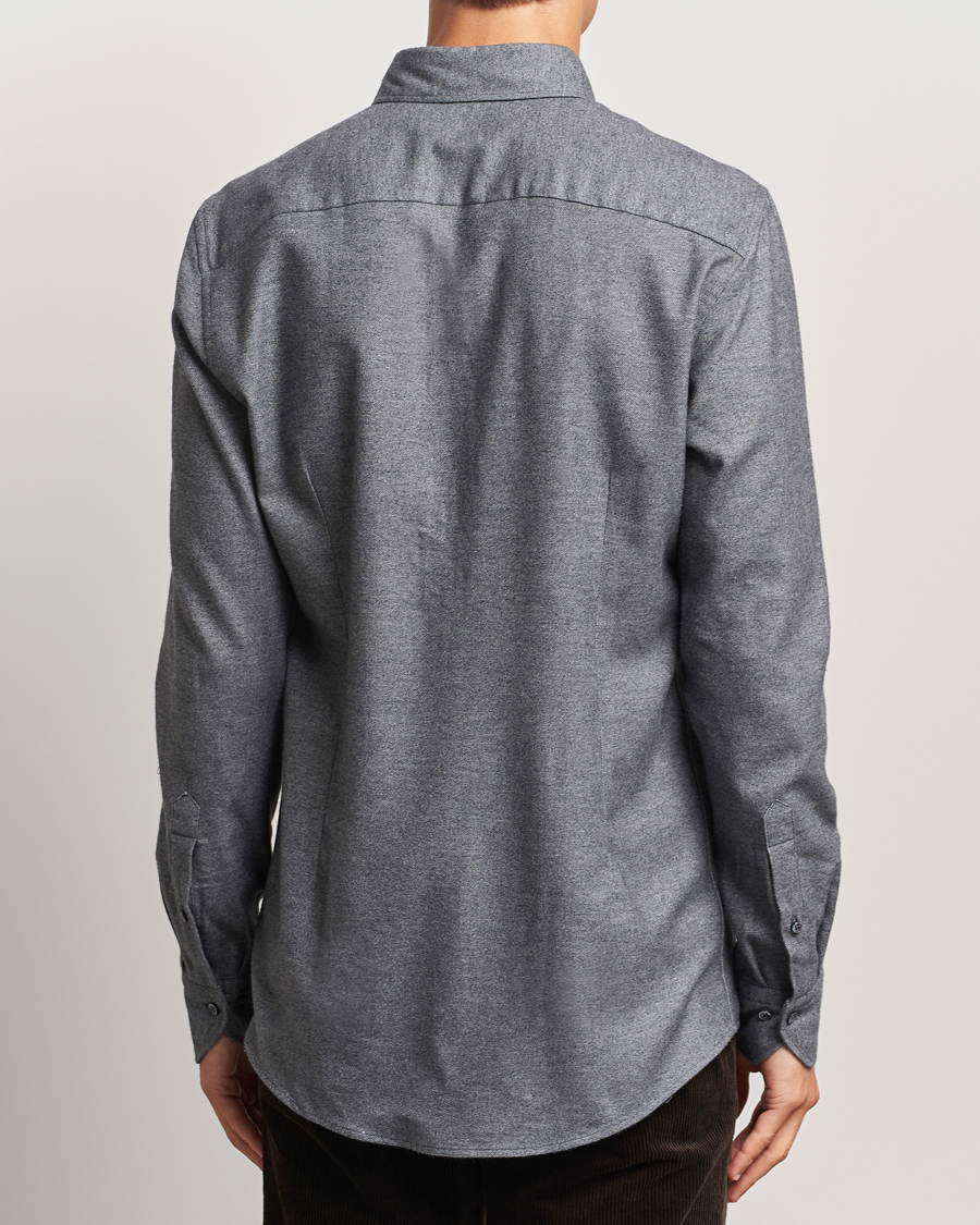 Herren | Hemden | Stenströms | Slimline Flannel Shirt Dark Grey