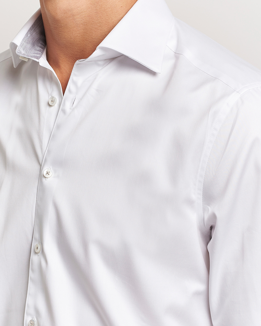 Herren | Hemden | Stenströms | Slimline Contrast Cut Away Shirt White/Grey
