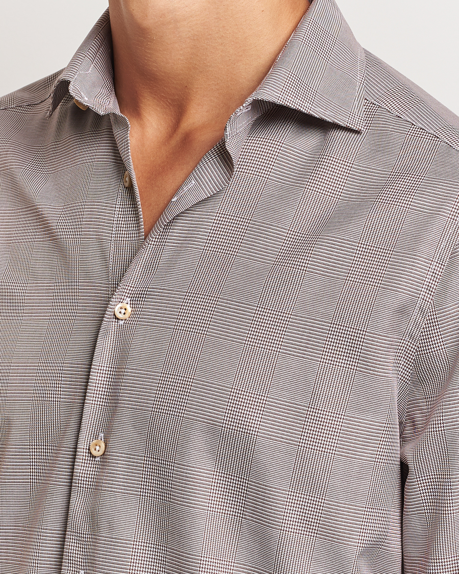 Herren | Hemden | Stenströms | Slimline Checked Twill Shirt Brown