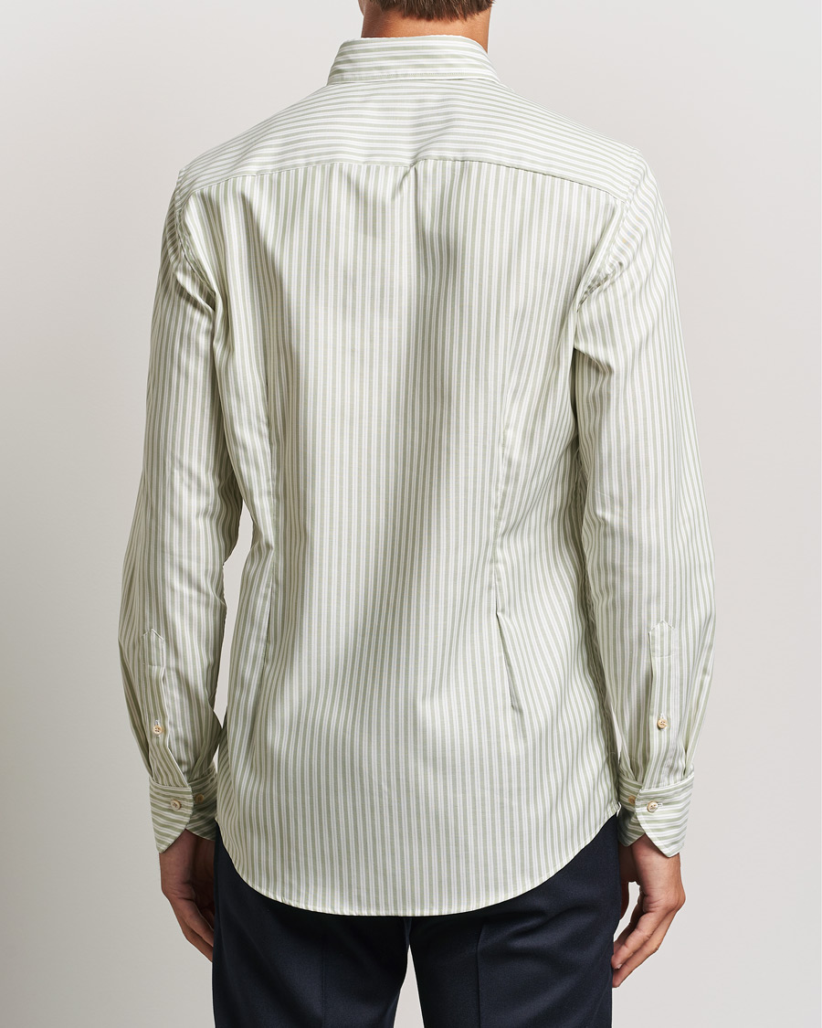 Herren | Hemden | Stenströms | Slimline Vintage Stripe Oxford Shirt Green