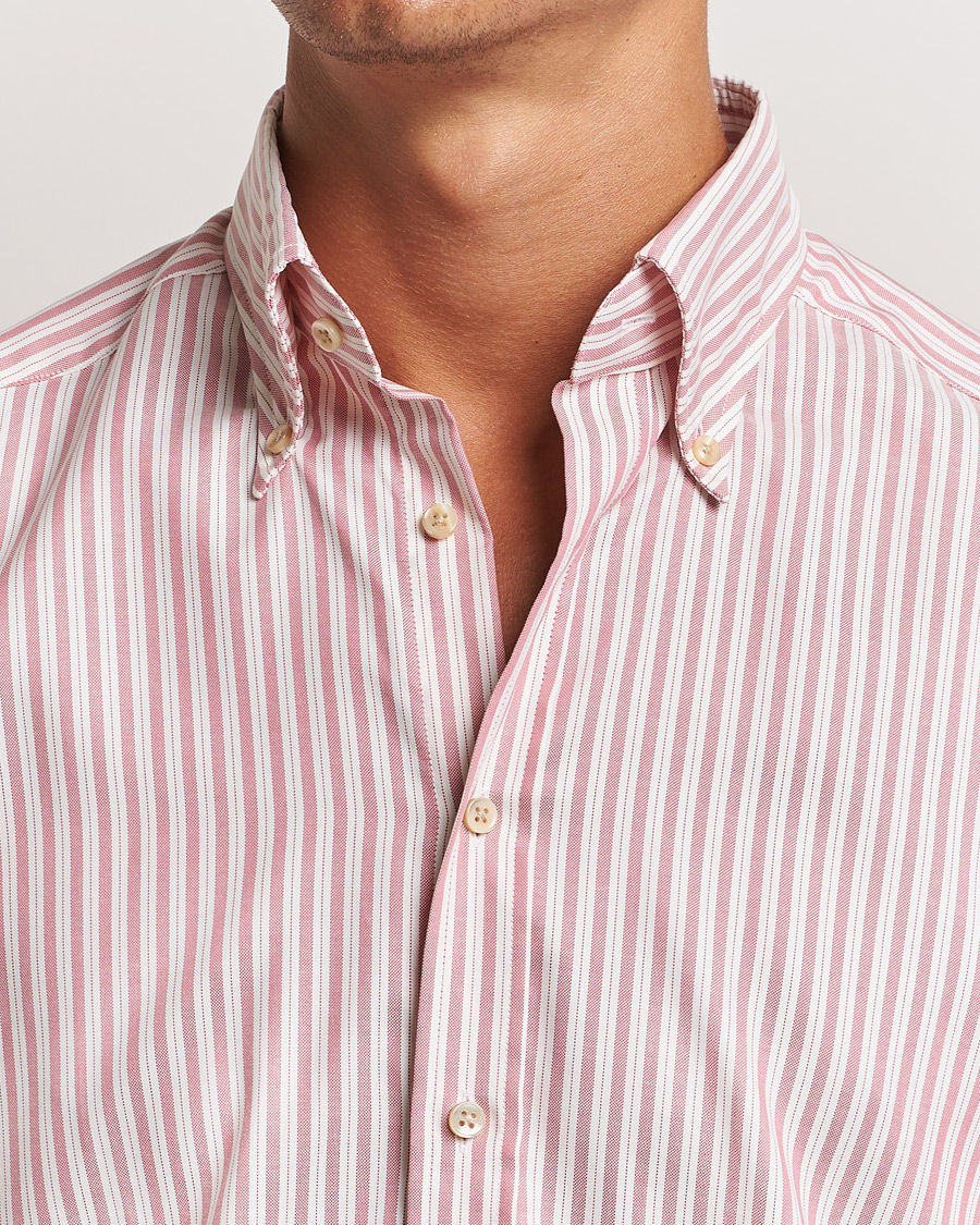 Herren | Hemden | Stenströms | Slimline Vintage Stripe Oxford Shirt Red
