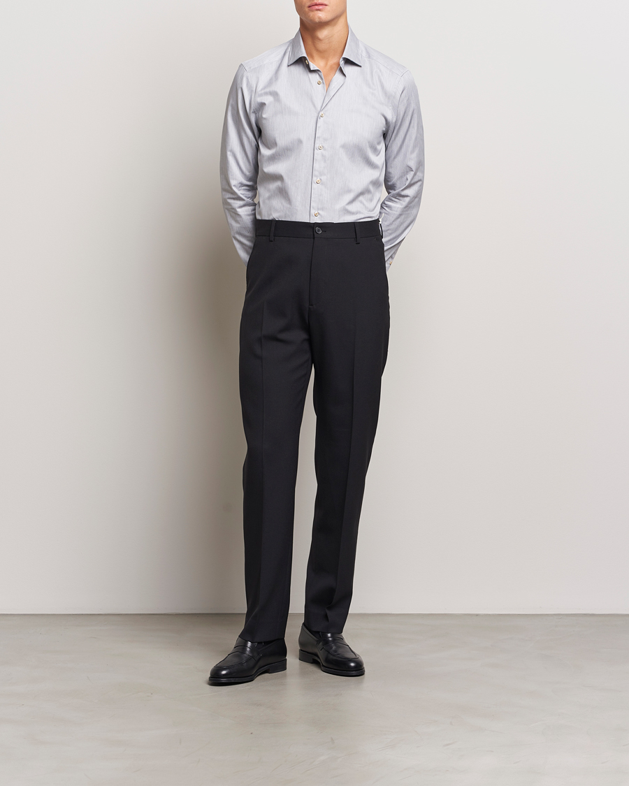 Herren | Hemden | Stenströms | Slimline Twill Melange Cut Away Shirt Grey