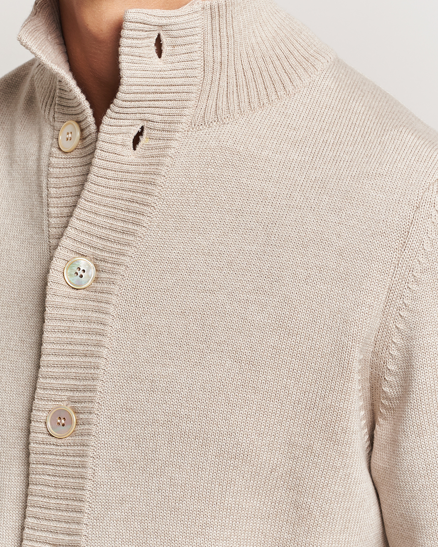 Herren | Pullover | Stenströms | Chunky Knitted Merino Cardigan Beige